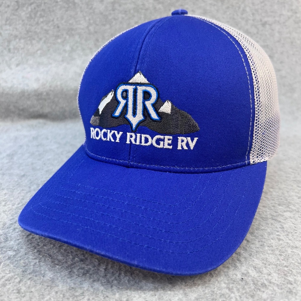 Rocky Ridge RV Mens Blue Outdoor Cap Trucker Hat Snapback Mesh Mountain OSFM